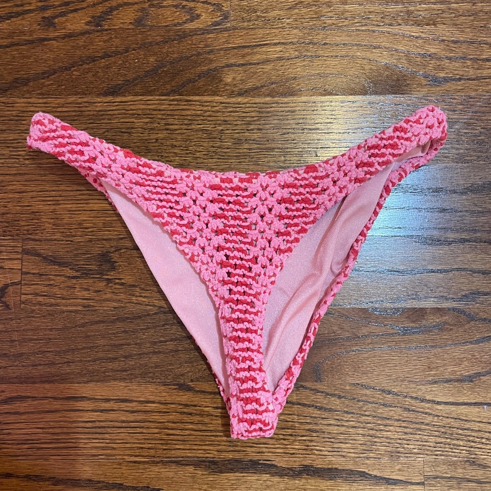 Triangl Swimwear Red and Pink Crochet Bikini Bottom